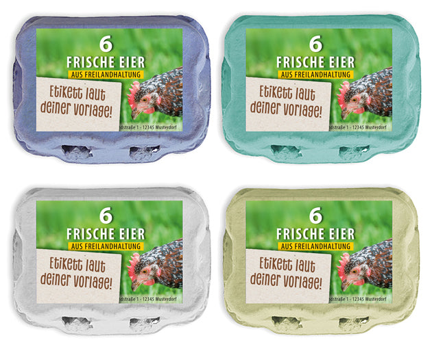 6er Eierschachtel-Etiketten laut deiner Druckvorlage