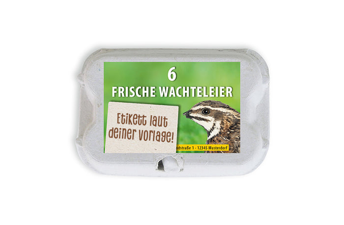 6er Wachtel-Eierschachtel-Etiketten laut deiner Druckvorlage