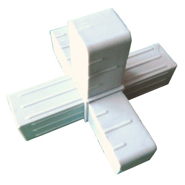 Raccord pour tube carré - croix avec sortie 20 mm
