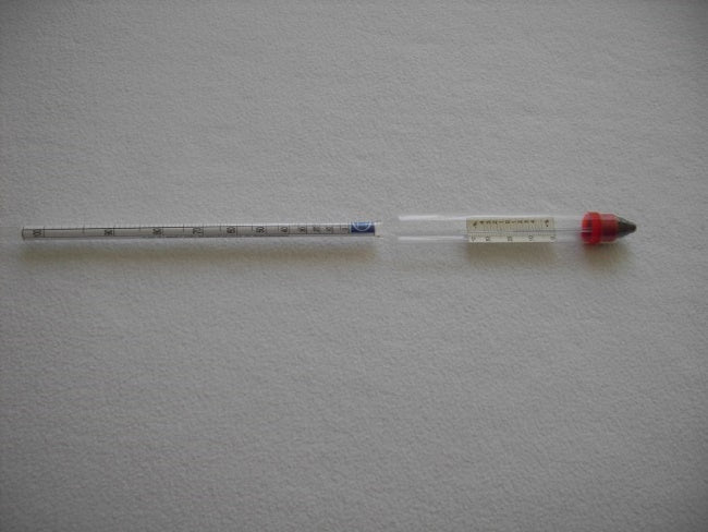 Alcoomètre 0-100 Vol avec thermomètre longueur 340 mm