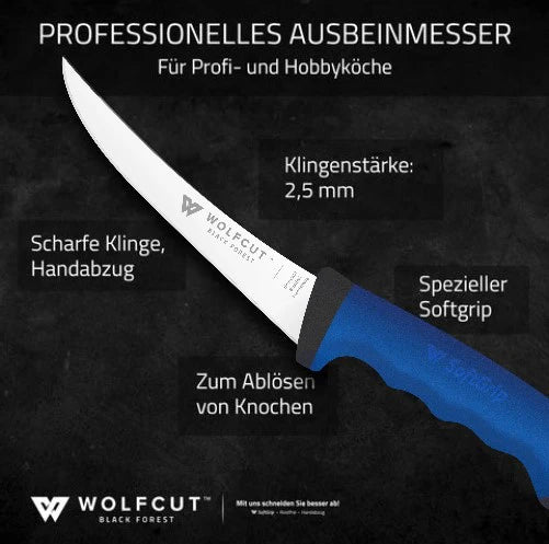 Softgrip Blue Ausbeinmesser 13cm gebogene flex Klinge