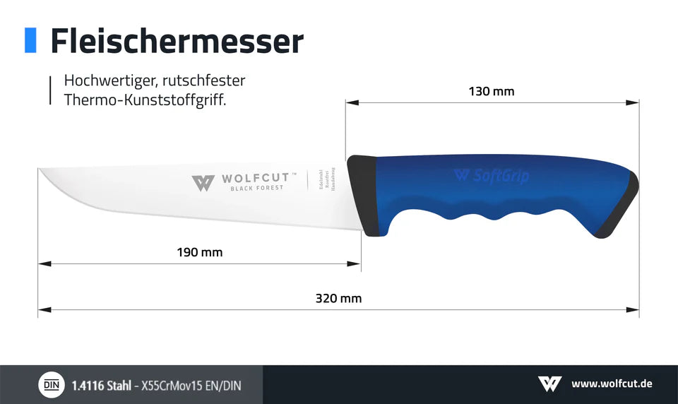 Softgrip Blue Fleischermesser 19cm