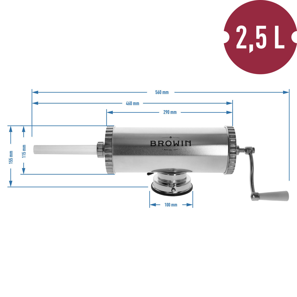 Wurstfüller horizontal 2,5 kg mit Silikonkolben