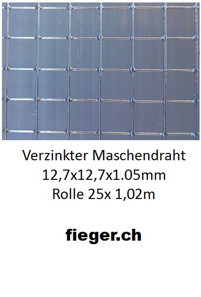 Fil de fer pour volière 12,7 x 12,7 x 1,05 mm (1,02 m x 25 m)