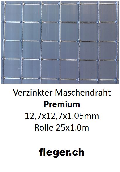 Fil de fer pour volière de qualité supérieure 12,7 x 12,7 x 1,05 mm (1,02 m x 25 m)