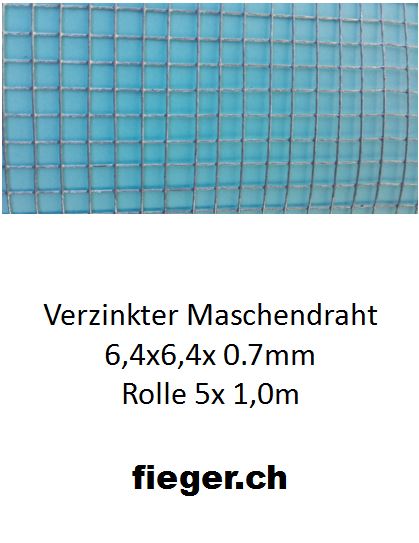 Volierendraht 6,4x6,4x0,70mm (1,0m x 5m)