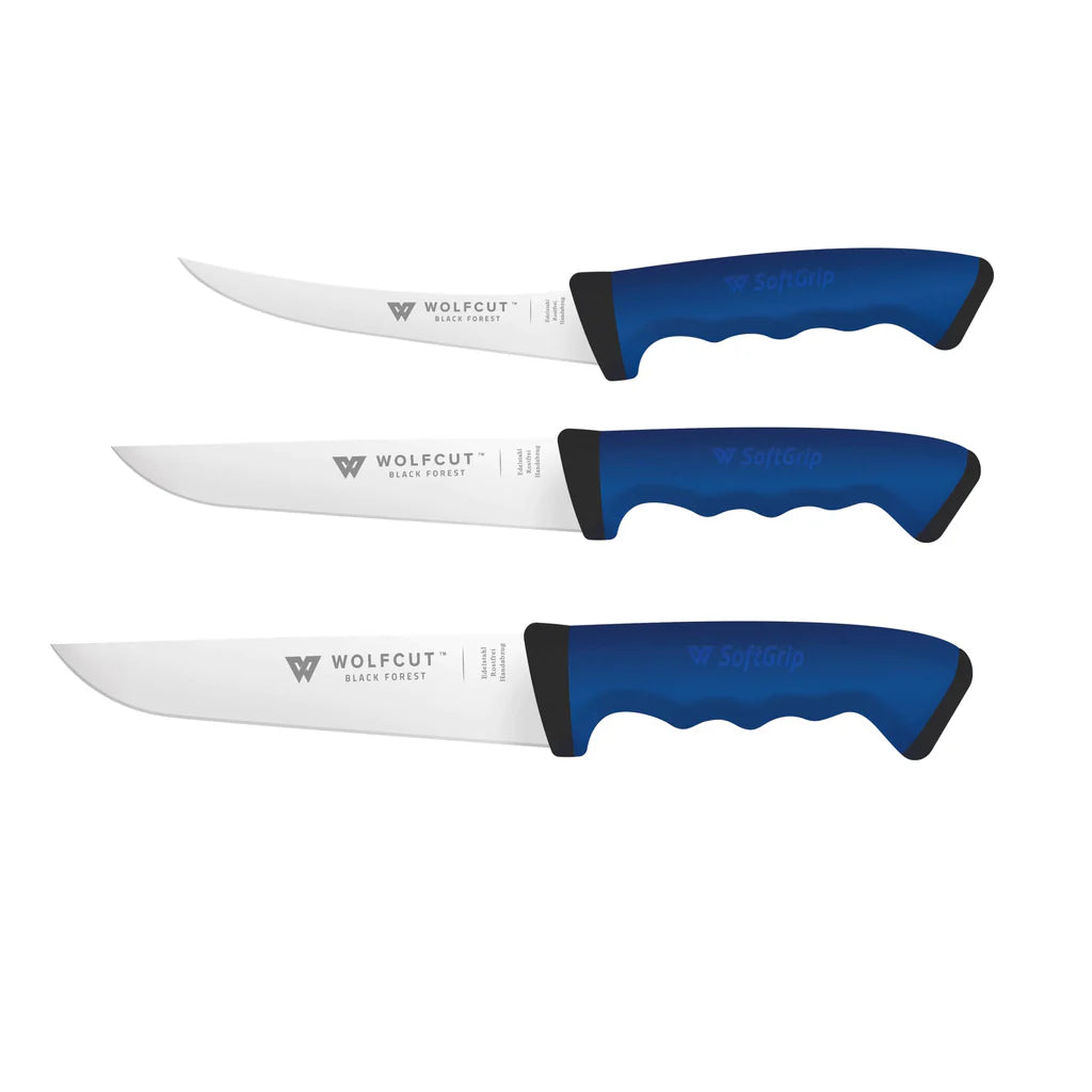 Softgrip Blue Metzgermesser 3-teiliges Set