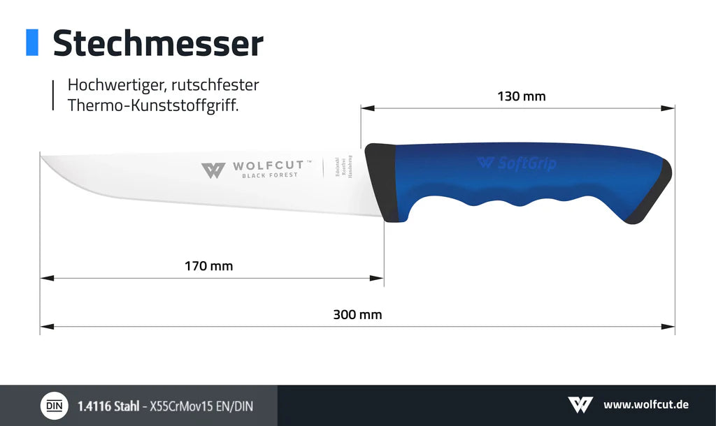 Softgrip Blue Stechmesser 17cm