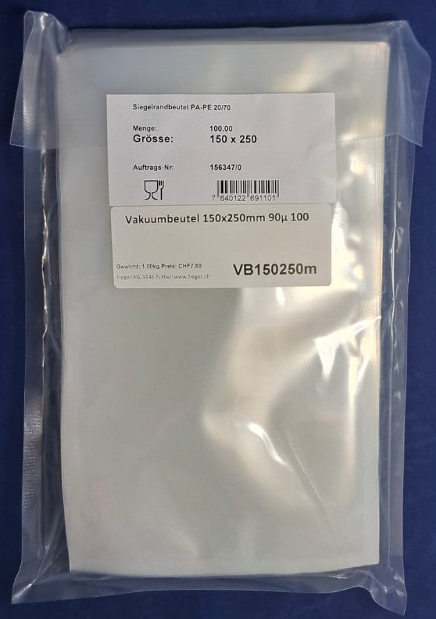 Buste sottovuoto a partire da 150mm di larghezza 90µ 100 pezzi