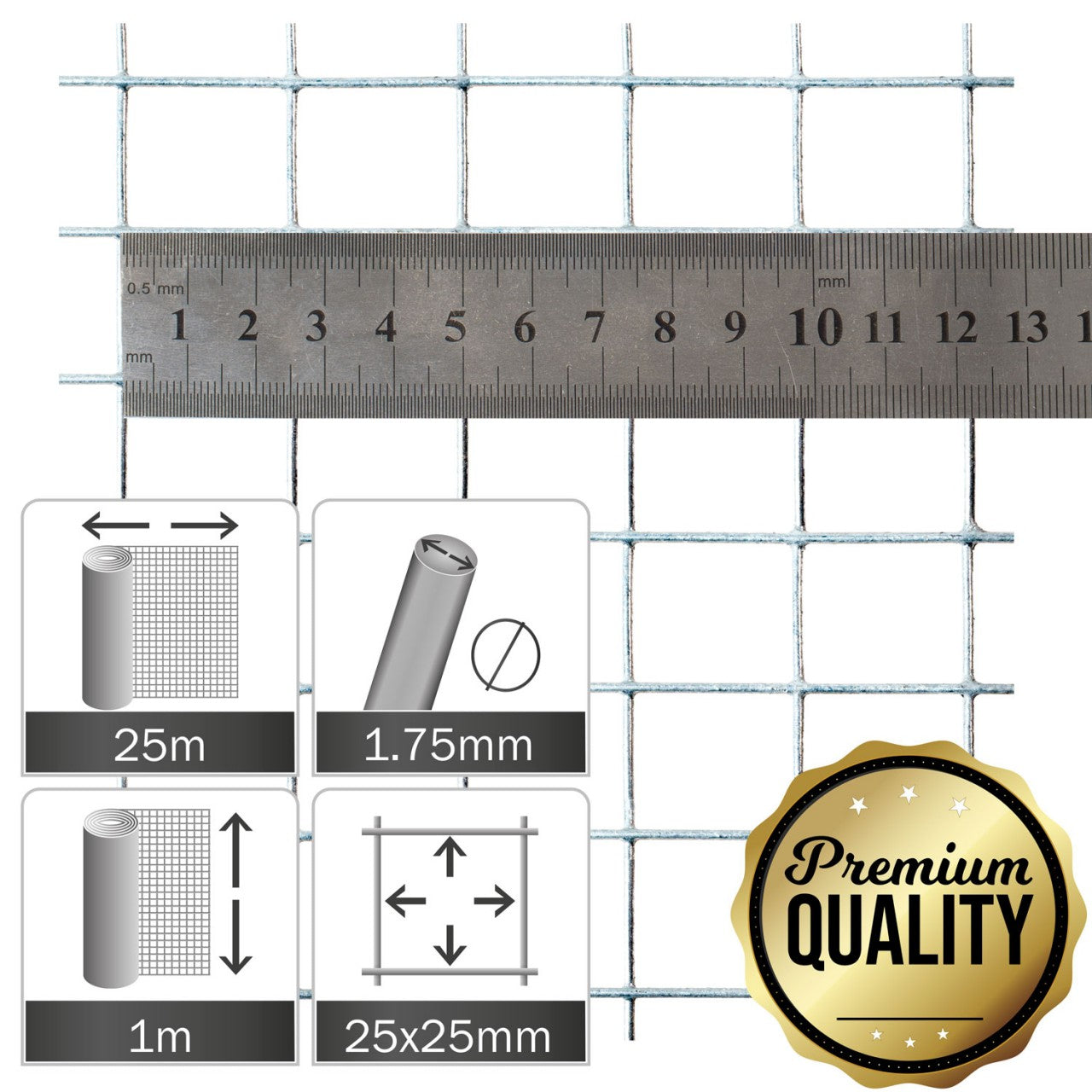 Volierendraht 25x25x1,75mm (1,0m x 25m)