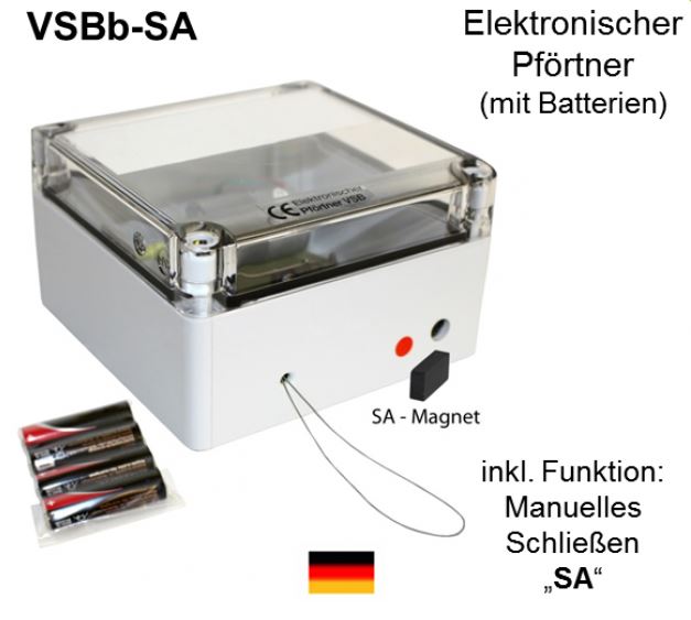 Pförtner mit Batterien, Zeitschaltuhr & Schliessautomatik