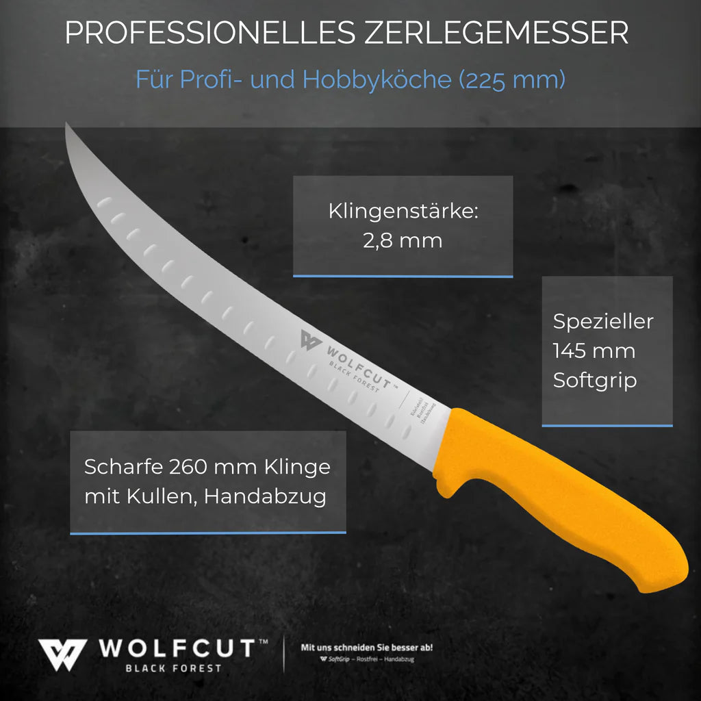 WOLFCUT Gold Zerlegemesser mit Kullenschliff 26cm