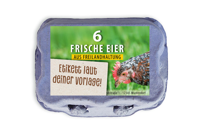 6er Wachtel-Eierschachtel-Etiketten laut deiner Druckvorlage