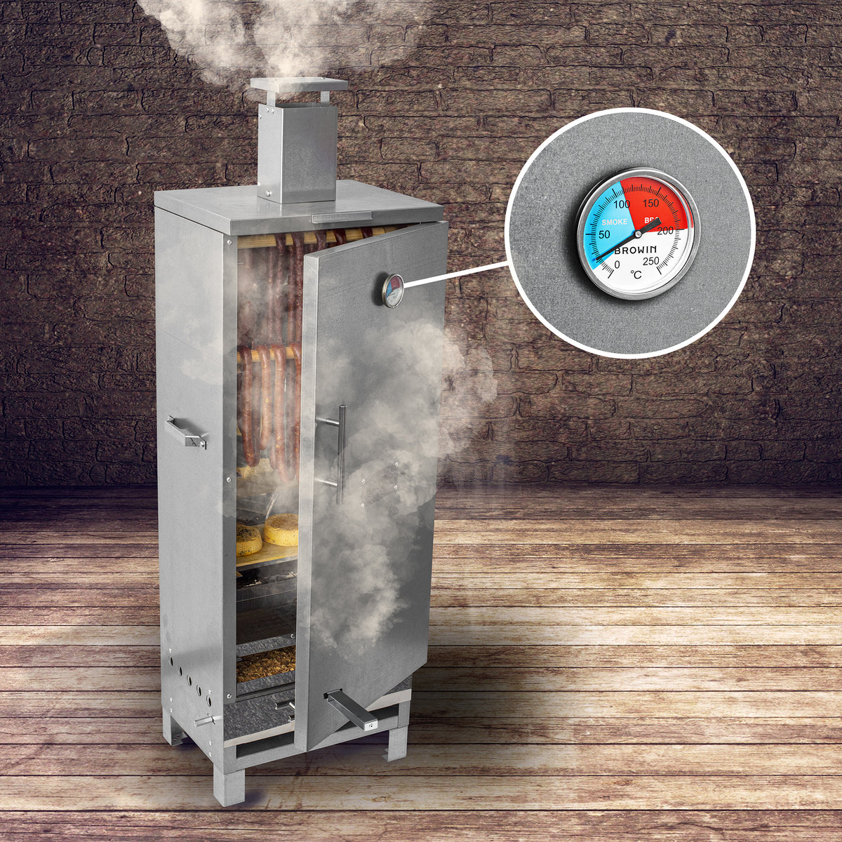 Räucherofen- und BBQ-Thermometer 0–250 °C, 5,2 cm