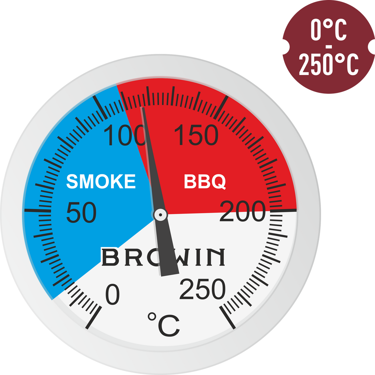 Räucherofen- und BBQ-Thermometer 0–250 °C, 5,2 cm