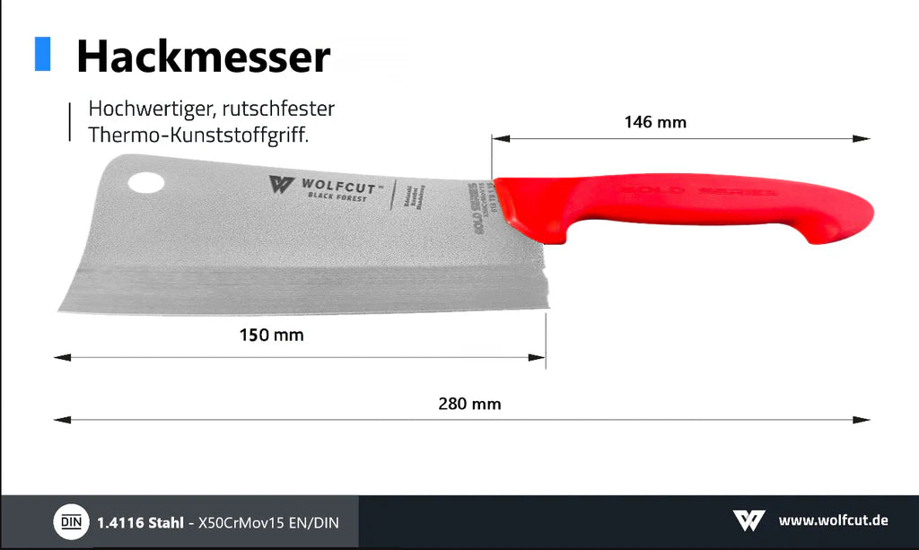 WOLFCUT Gold Hackmesser 15cm