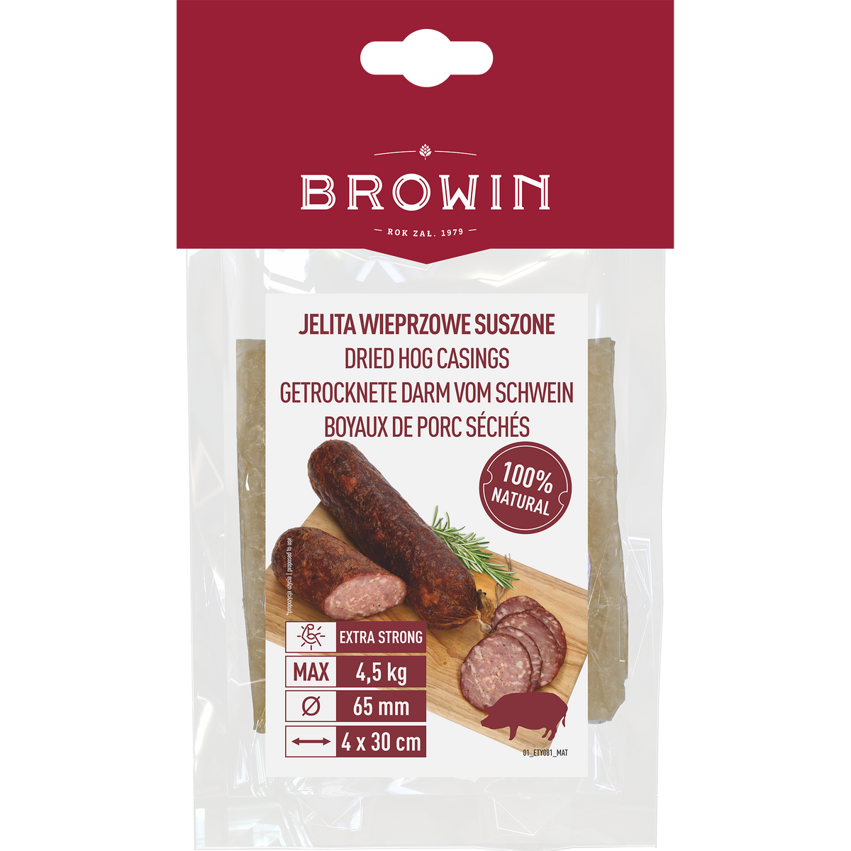 Getrocknete Schweinedärme 65 mm, 30 cm – 4 Stück