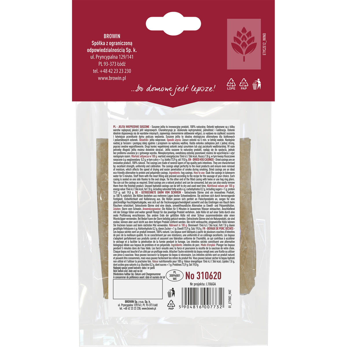 Getrocknete Schweinedärme 65 mm, 30 cm – 4 Stück